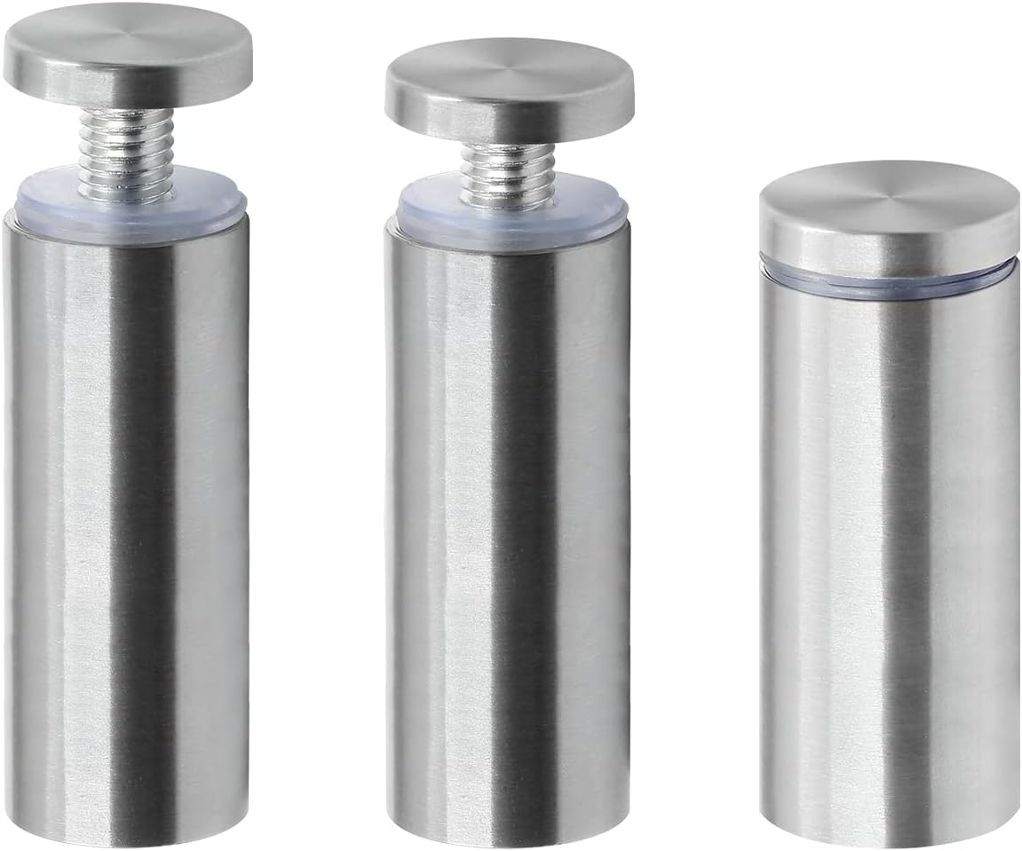 Stainless Steel Standoff Screws Wall Sign Advertising Nail for Hanging Acrylic Picture Frame (Silver) - 12pcs (5/8" x 2")