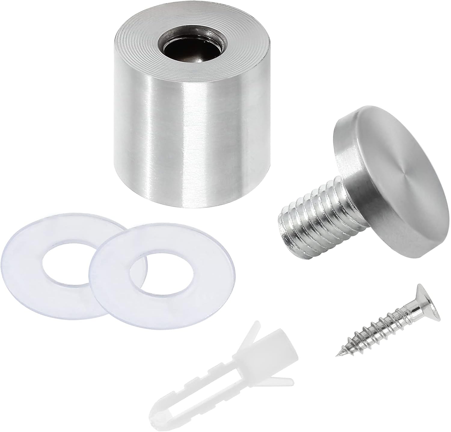Stainless Steel Standoff Screws Wall Sign Advertising Nail for Hanging Acrylic Picture Frame (Silver) - 12pcs (1" x 1-1/5")