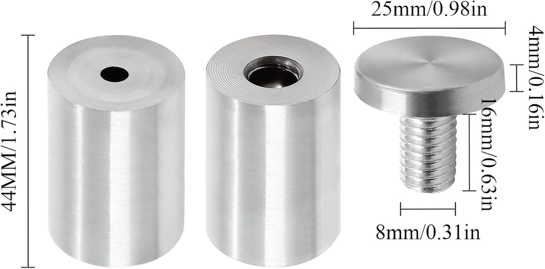 Stainless Steel Standoff Screws Wall Sign Advertising Nail for Hanging Acrylic Picture Frame (Silver) - 12pcs (1/2" x 2")