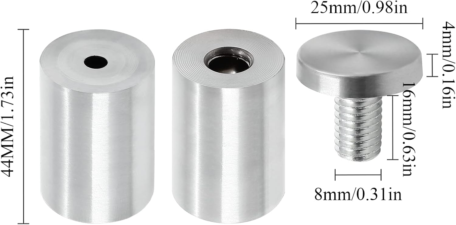 Stainless Steel Standoff Screws Wall Sign Advertising Nail for Hanging Acrylic Picture Frame (Silver) - 12pcs (1/2" x 2")