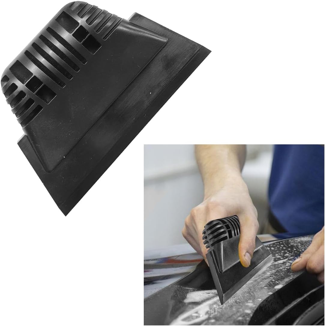 Small Rubber Squeegee, Non-Slip Handle Tint Squeegee for Window Cleaning, Shower Glass Door, Car Windshield - 13 x 8cm (Blue - Soft, Orange-Medium or Black-Hard)