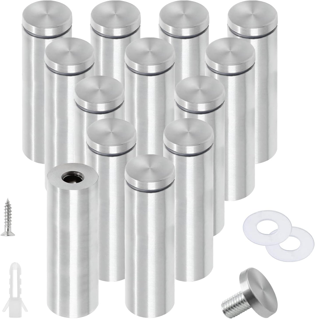 Stainless Steel Standoff Screws Wall Sign Advertising Nail for Hanging Acrylic Picture Frame (Silver) - 12pcs (3/4" x 3.15")