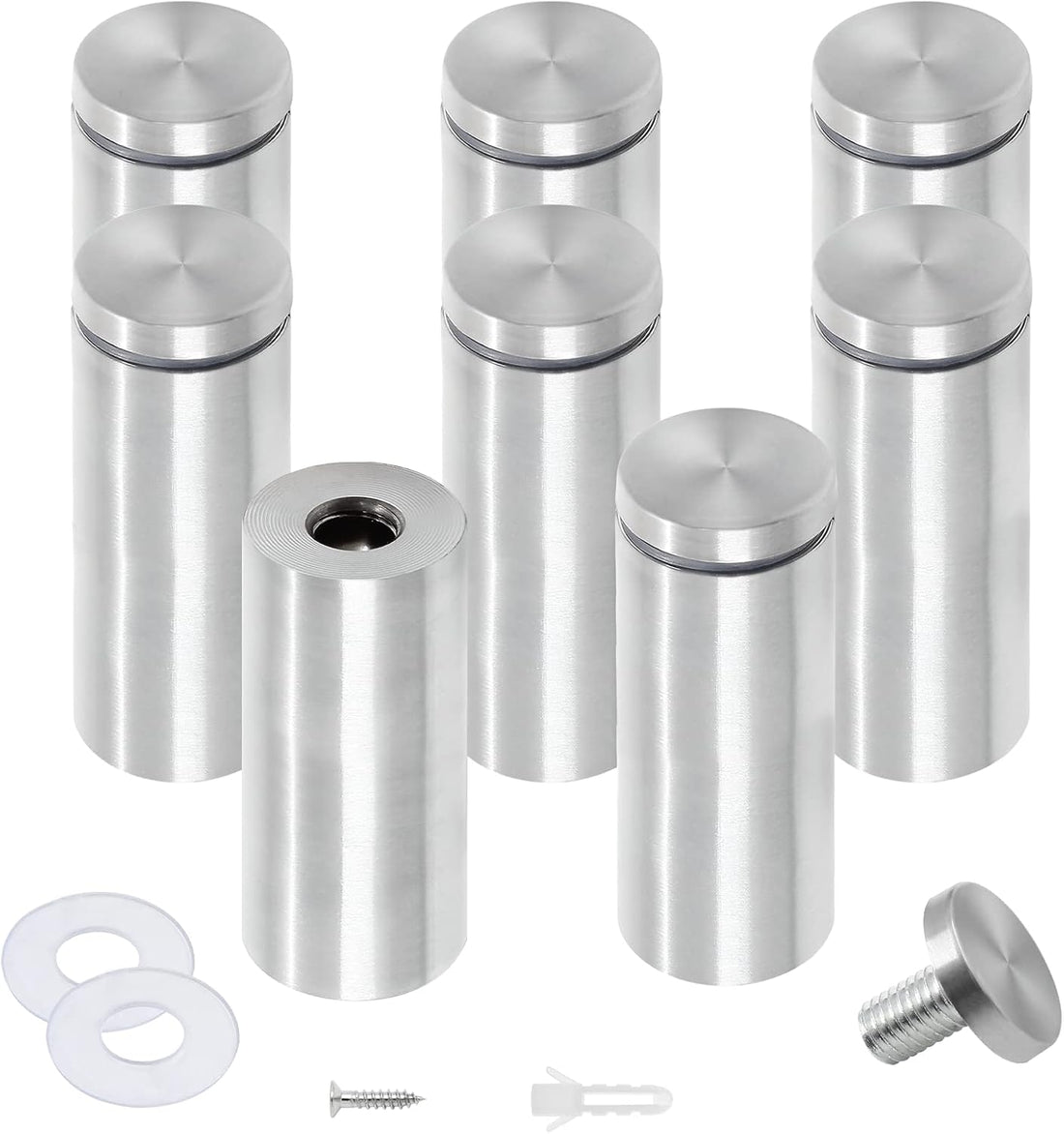 Stainless Steel Standoff Screws Wall Sign Advertising Nail for Hanging Acrylic Picture Frame (Silver) - 12pcs (3/4" x 2-2/5")