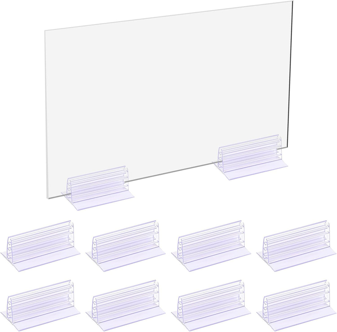 10pcs Self-Adhesive Acrylic Board Clamp Base, Sign Holder Board Stand Panels Holder Place Card Tabletop Base Clips for 1/8" To 1/4" Thick Tags Cards Photos