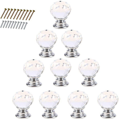 10pcs x 20mm Diamond Acrylic Knob Cabinet Cupboard Drawer Pull Handle Jewelry Box Gift Case Knobs