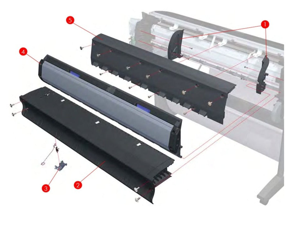Conjunto de bandeja trasera para los plotters HP DesignJet T1100, T610, Z3200 de 44 pulgadas (Q6687-60058)