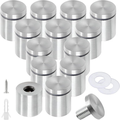 Stainless Steel Standoff Screws Wall Sign Advertising Nail for Hanging Acrylic Picture Frame (Silver) - 12pcs (1" x 1-1/5")