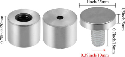 Stainless Steel Standoff Screws Wall Sign Advertising Nail for Hanging Acrylic Picture Frame (Silver) - 12pcs (1" x 1")