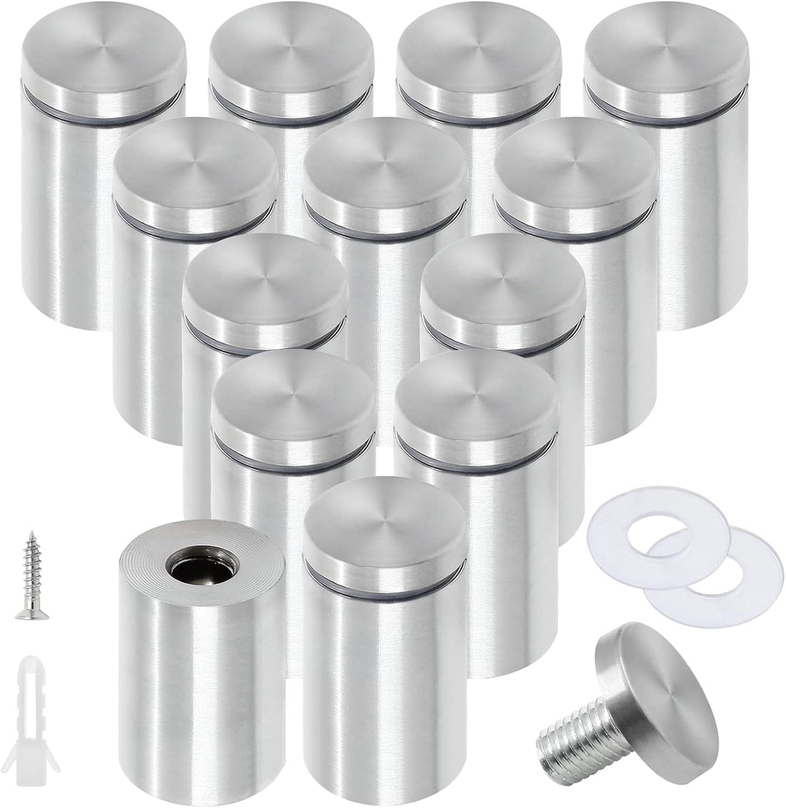 Stainless Steel Standoff Screws Wall Sign Advertising Nail for Hanging Acrylic Picture Frame (Silver) - 12pcs (1/2" x 2")