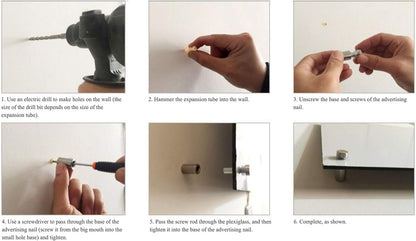 Stainless Steel Standoff Screws Wall Sign Advertising Nail for Hanging Acrylic Picture Frame (Silver) - 12pcs (1/2" x 0.78")