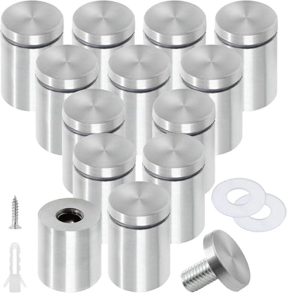 Stainless Steel Standoff Screws Wall Sign Advertising Nail for Hanging Acrylic Picture Frame (Silver) - 12pcs (1" x 1-5/8")