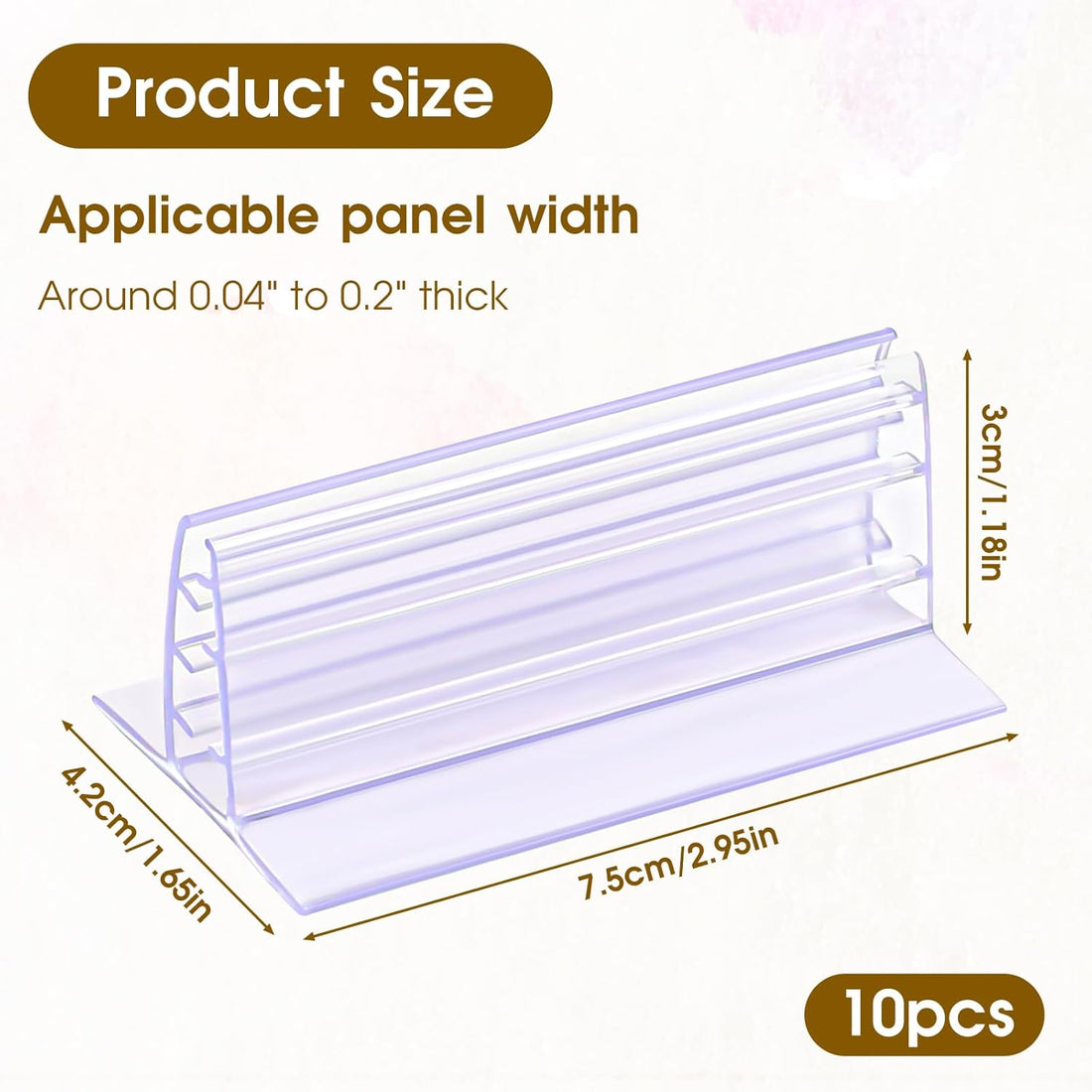 10pcs Self-Adhesive Acrylic Board Clamp Base, Sign Holder Board Stand Panels Holder Place Card Tabletop Base Clips for 1/8" To 1/4" Thick Tags Cards Photos