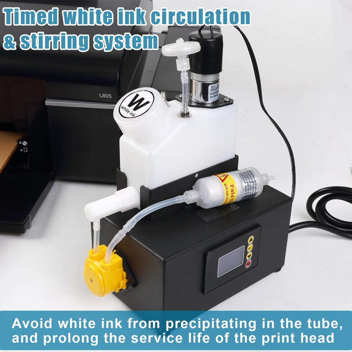 AOK Printer A3+ White Ink Circulation System Width 13inch DTF Printer Machine Direct Transfer Film L1800 Converted for DIY Print T-Shirts/Hoodie/BGS/Pillow etc. (6X 100ml Ink+100pcs Film+Powder)