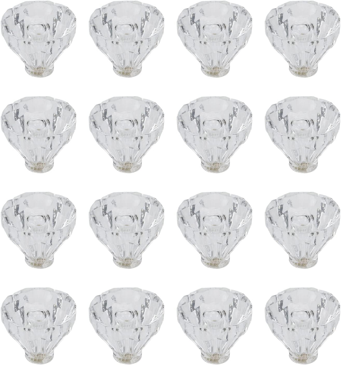 16pcs x 25mm Crystal Clear Acrylic Dresser Knob Diamond-Shaped Drawer Knobs Pulls Handles Wardrobe Kitchen Pull Furniture Hardware