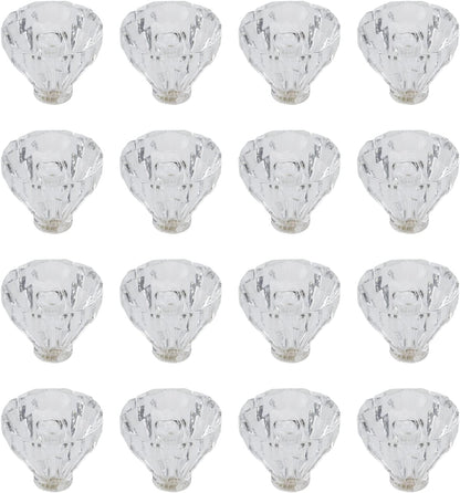 16pcs x 25mm Crystal Clear Acrylic Dresser Knob Diamond-Shaped Drawer Knobs Pulls Handles Wardrobe Kitchen Pull Furniture Hardware