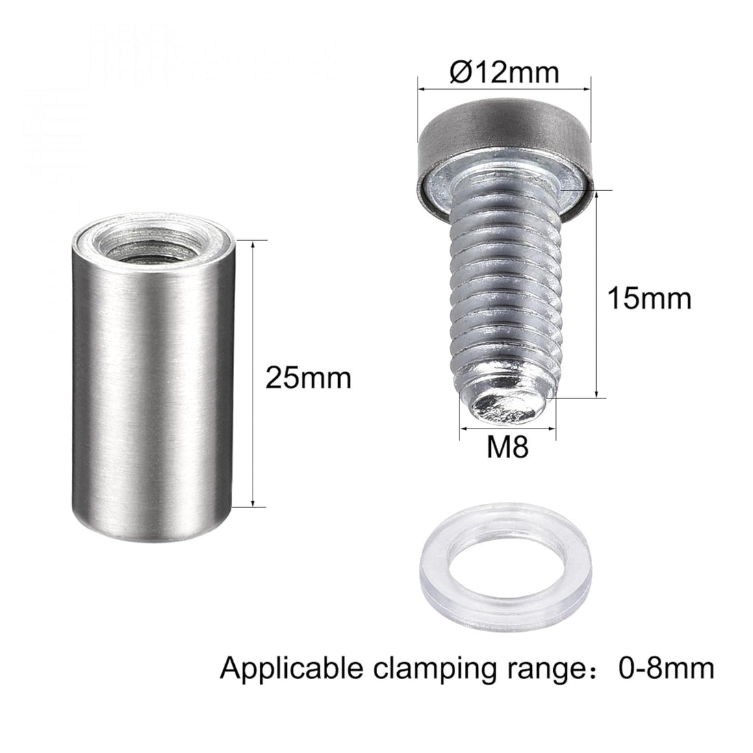 Wall Mount Acrylic Sign Standoff Screws Holders Glass Nails - 10pcs (12x25mm)