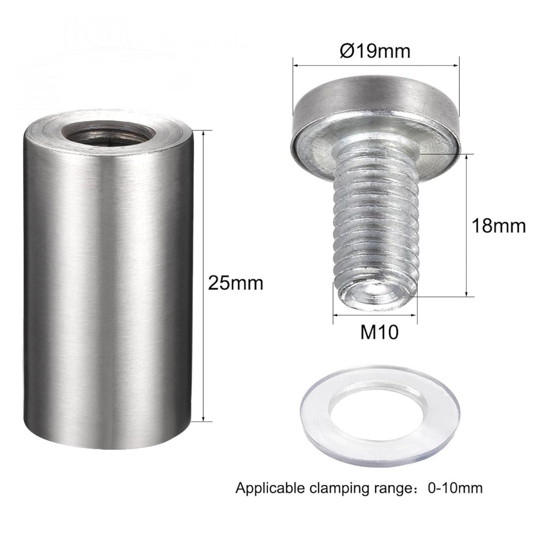 Wall Mount Acrylic Sign Standoff Screws Holders Glass Nails - 10pcs (19x40mm)