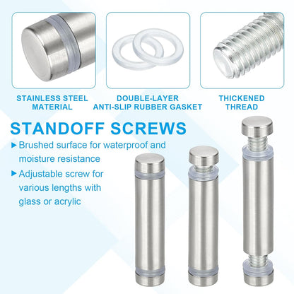 Wall Mount Acrylic Double Head Standoff Screws - 8pcs (1/2" x 2.8")
