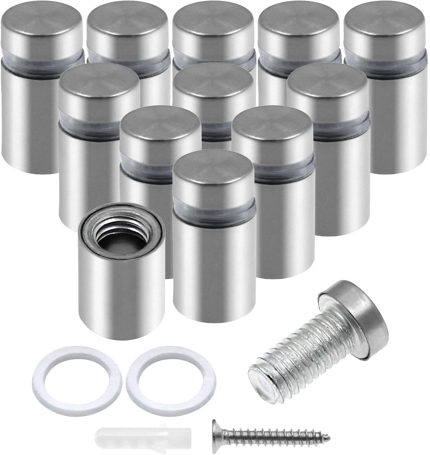 Stainless Steel Standoff Screws Wall Sign Advertising Nail for Hanging Acrylic Picture Frame (Silver) - 12pcs (1/2" x 0.78")