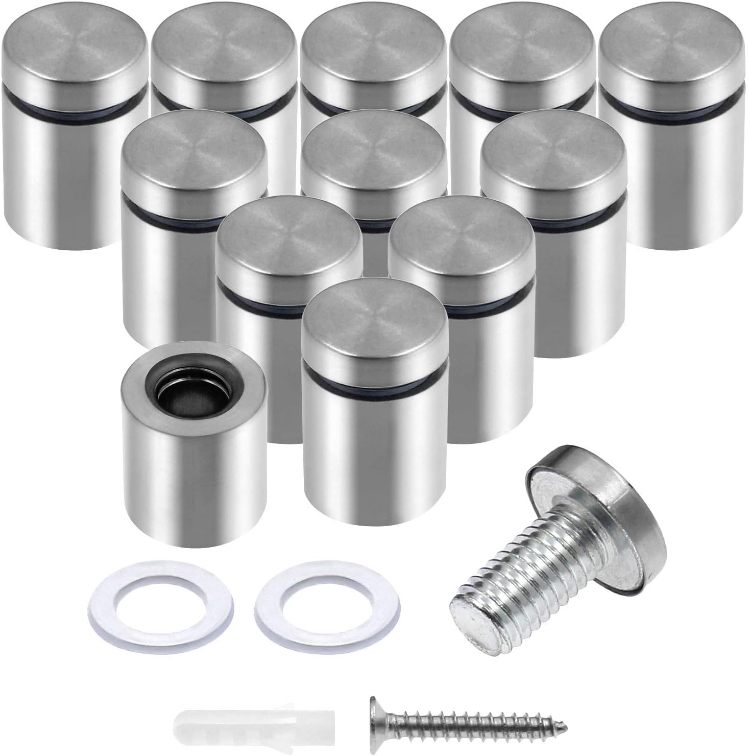 Stainless Steel Standoff Screws Wall Sign Advertising Nail for Hanging Acrylic Picture Frame (Silver) - 12pcs (3/4" x 1.18")