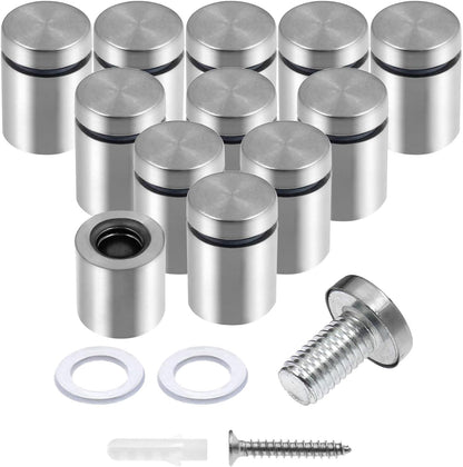 Stainless Steel Standoff Screws Wall Sign Advertising Nail for Hanging Acrylic Picture Frame (Silver) - 12pcs (3/4" x 1.18")
