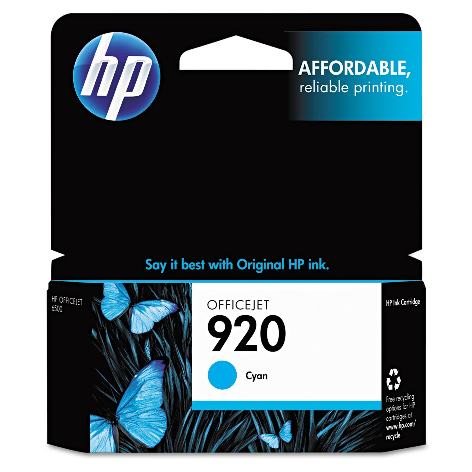 Cartucho de tinta original HP 920 cian para impresoras OfficeJet 6000, 6500, 6500A, 7000 y 7500A - CH634AN