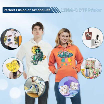 Impresora de transferencia DSV DTF A3 L1800 con sistema de circulación de tinta blanca integrado para impresión DIY en telas oscuras y claras (impresora DTF + horno) 