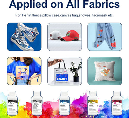 Impresora de transferencia DSV DTF A3 L1800 con sistema de circulación de tinta blanca integrado para camisetas oscuras/claras, sudaderas, almohadas y diferentes tejidos (impresora DTF + horno + 5 tintas de 250 ml + 100 películas PET)