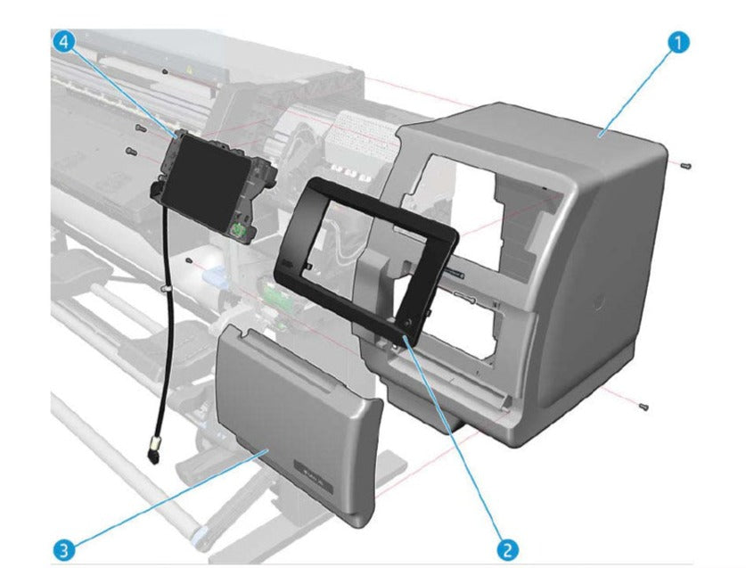 Panel frontal de 4,3 pulgadas con cable de 64 pines para HP Latex serie 115, 315 y 335 (V7L47-67001) - Nuevo