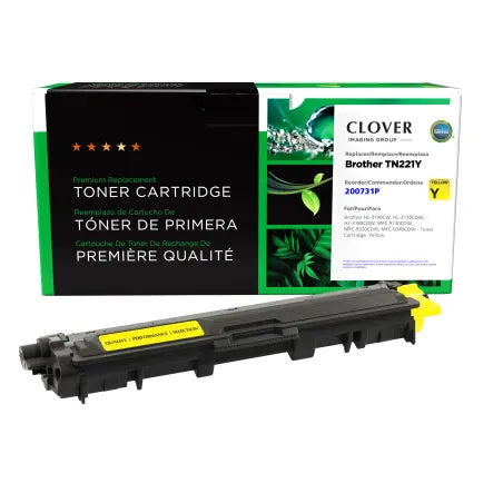 Clover Remanufactured Yellow Toner Cartridge for Brother TN221