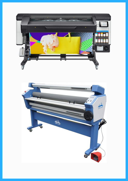 PAQUETE - Impresora HP Latex de 700 W y 64" de formato ancho - Y0U23A / Reacondicionada (1 año de garantía) + Laminadora en frío de formato ancho totalmente automática de baja temperatura de 63" - Nueva