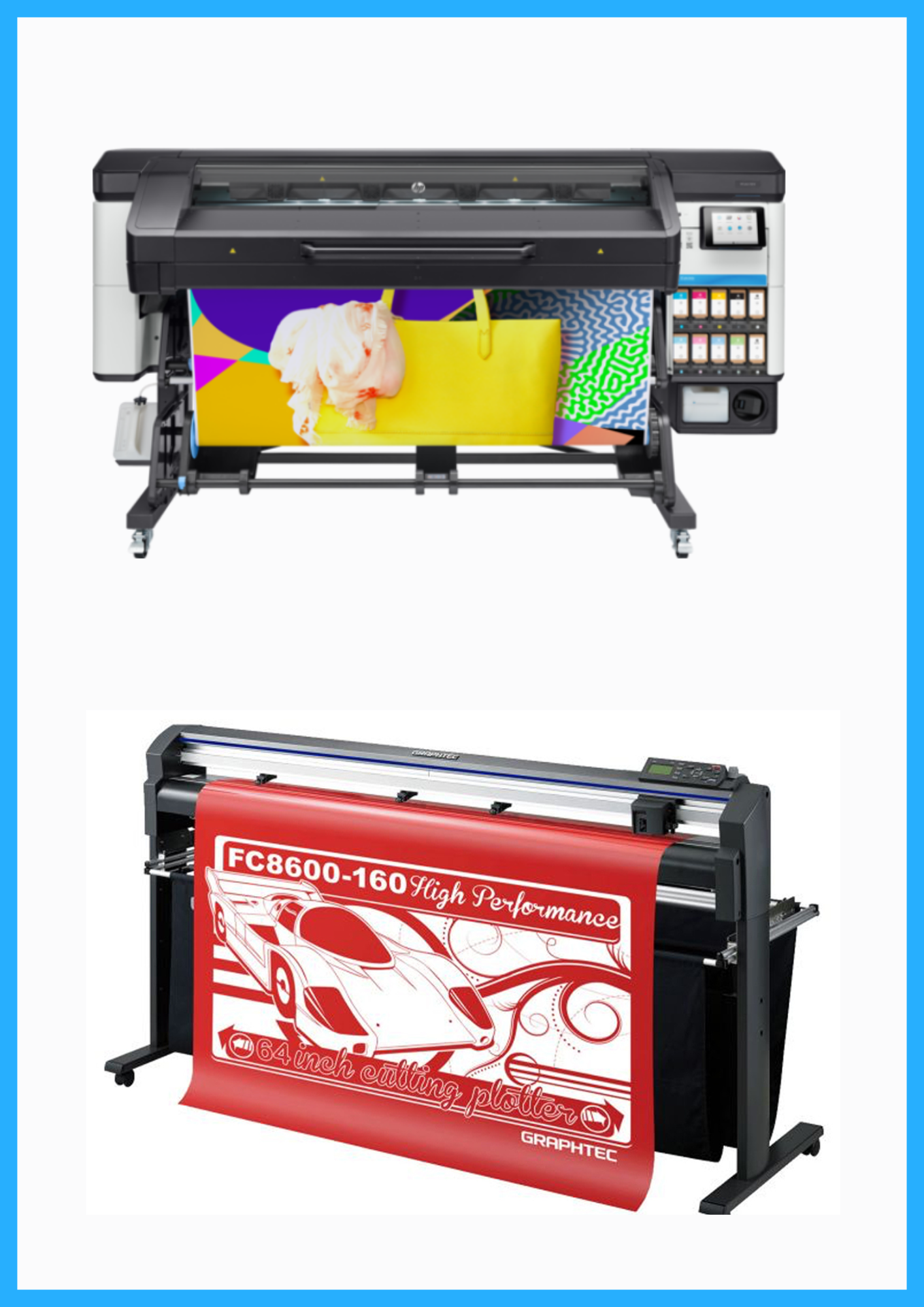 PAQUETE - Impresora HP Latex de 700 W y 64&quot; de formato ancho - Y0U23A / Reacondicionada (1 año de garantía) + Plotter de corte de vinilo Graphtec FC8600-160 de 64&quot; - Reacondicionado (1 año de garantía)