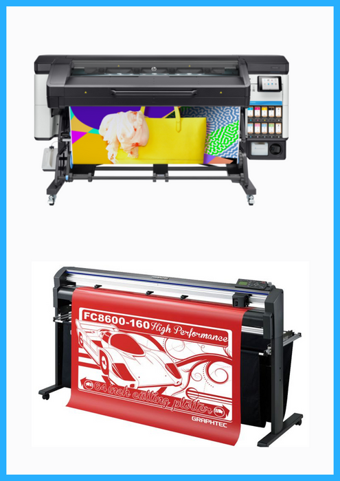 PAQUETE - Impresora HP Latex de 700 W y 64" de formato ancho - Y0U23A / Reacondicionada (1 año de garantía) + Plotter de corte de vinilo Graphtec FC8600-160 de 64" - Reacondicionado (1 año de garantía)