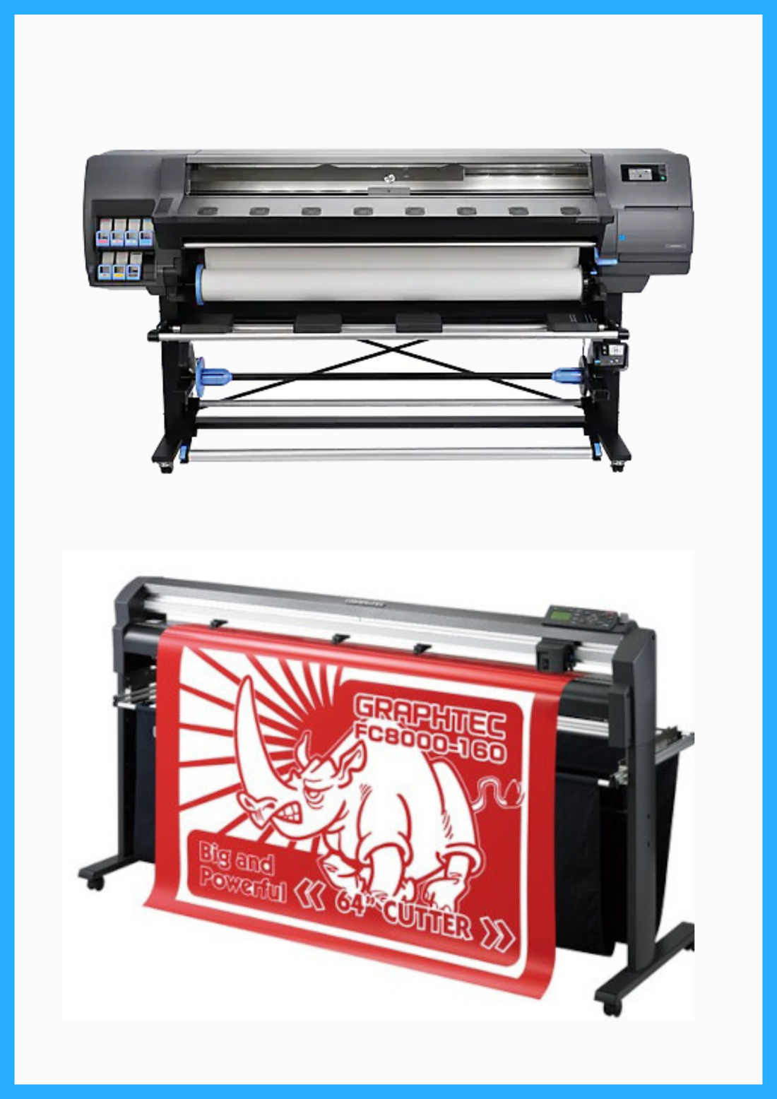PAQUETE - Impresora HP Latex 330 de 64&quot; - Reacondicionada (90 días, 1, 2, 3 o 4 años de garantía) + Plotter de corte de vinilo Graphtec FC8000-160 de 64&quot; - Reacondicionado (90 días de garantía) 