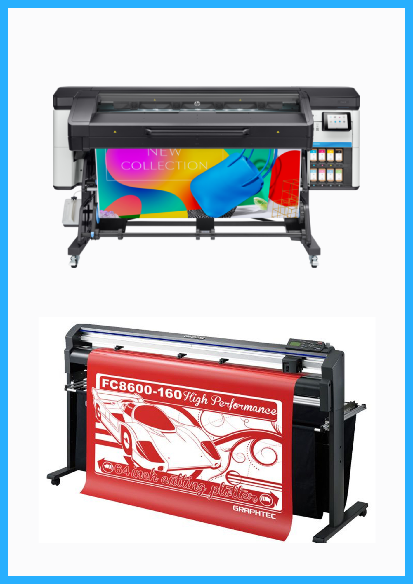 PAQUETE - Impresora HP Latex 700 de formato ancho de 64&quot; - Reacondicionada (1 año de garantía) + Plotter de corte de vinilo Graphtec FC8600-160 de 64&quot; - Reacondicionado (1 año de garantía)