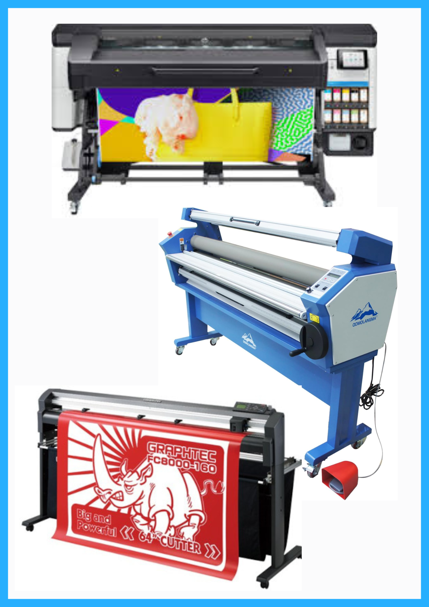 ON SALE - COMPLETE SOLUTION - HP Latex 700W 64&quot; Wide Format Printer - Y0U23A / Refurbished (1 Year Warranty) + 64&quot; Graphtec FC8000-160 Vinyl Cutting Plotter - Refurbished (1 Year Warranty) + 63&quot; Full-auto Low Temp. Wide Format Cold Laminator - New