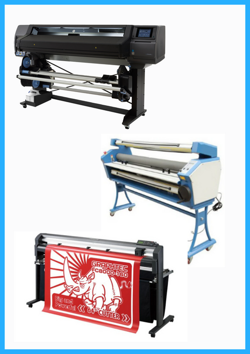 COMPLETE SOLUTION - HP Latex 560 64" Printer - Refurbished (90 Days, 1, 2, 3 or 4 Y/Warranty) + 64" Graphtec FC8000-160 Vinyl Cutting Plotter - Refurbished (90 Days, 1, 2, 3 or 4 Y/Warranty) + 63" Full-auto Low Temp. Wide Format Cold Laminator - New