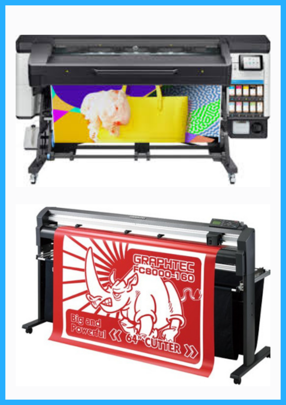 PAQUETE - Impresora HP Latex de 700 W y 64&quot; de formato ancho - Y0U23A / Reacondicionada (1 año de garantía) + Plotter de corte de vinilo Graphtec FC8000-160 de 64&quot; - Reacondicionado (1 año de garantía)