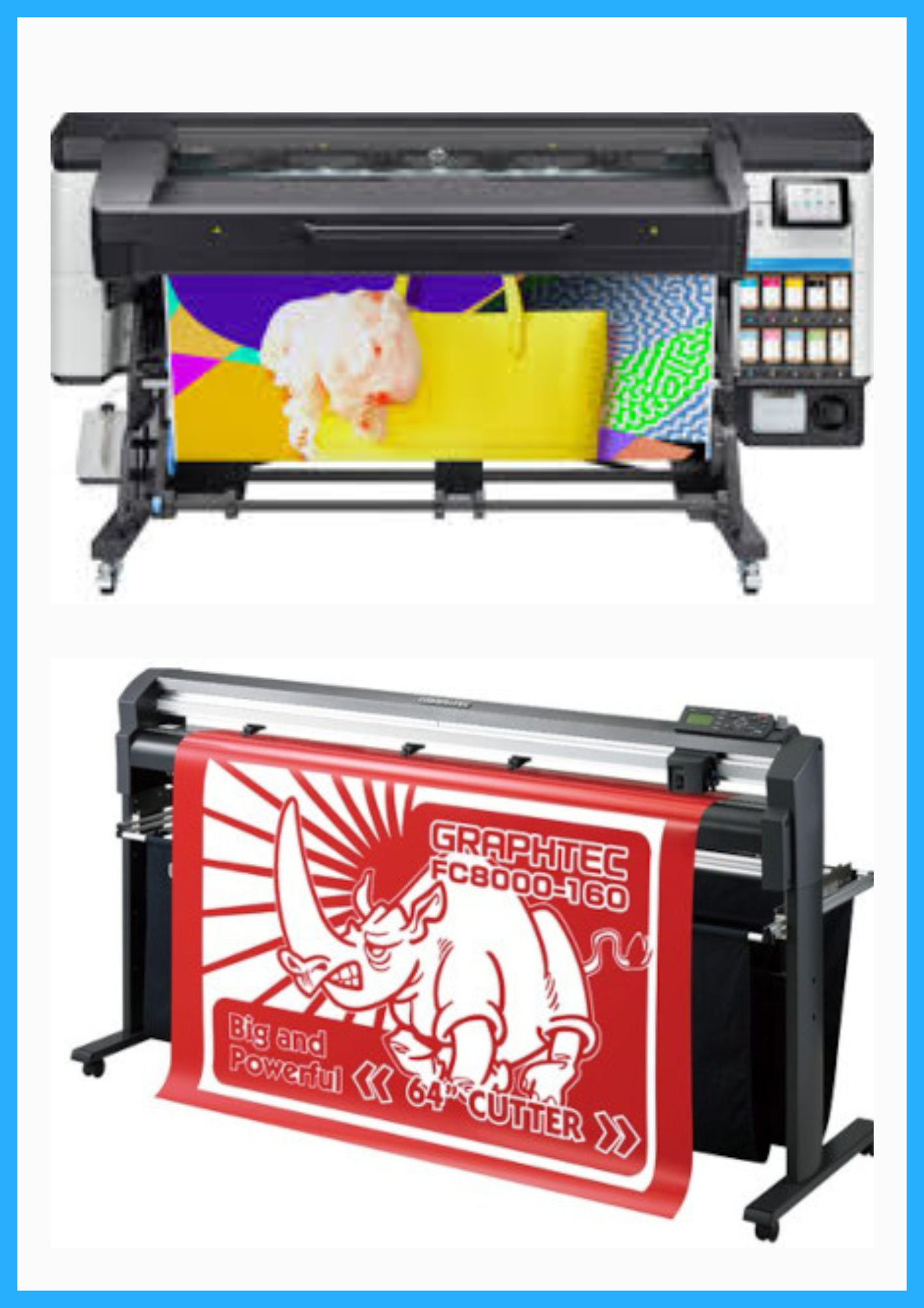 PAQUETE - Impresora HP Latex de 700 W y 64&quot; de formato ancho - Y0U23A / Reacondicionada (1 año de garantía) + Plotter de corte de vinilo Graphtec FC8000-160 de 64&quot; - Reacondicionado (1 año de garantía)