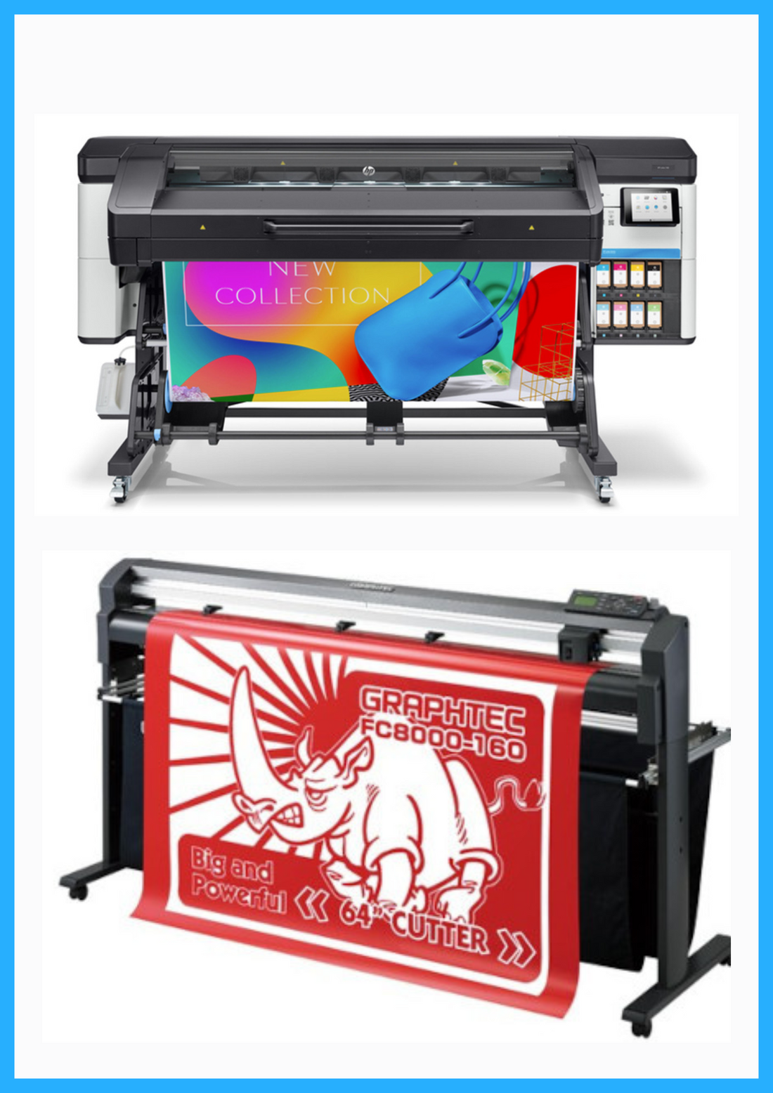 PAQUETE - Impresora HP Latex 700 de formato ancho de 64&quot; - Reacondicionada (1 año de garantía) + Plotter de corte de vinilo Graphtec FC8000-160 de 64&quot; - Reacondicionado (1 año de garantía)
