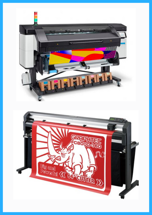 PAQUETE - Impresora HP Latex 800 de formato ancho de 64" + Plotter de corte de vinilo Graphtec FC8000-160 de 64" - Reacondicionado (1 año de garantía)