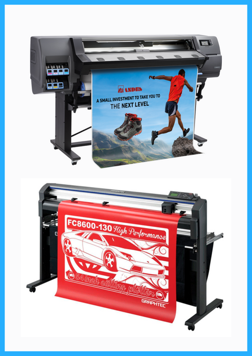 PAQUETE - Impresora HP Latex 115 de gran formato de 54" - Reacondicionada (90 días de garantía) + Plotter de corte de vinilo Graphtec FC8600-130 de alto rendimiento de 54" - Reacondicionado (90 días de garantía) 