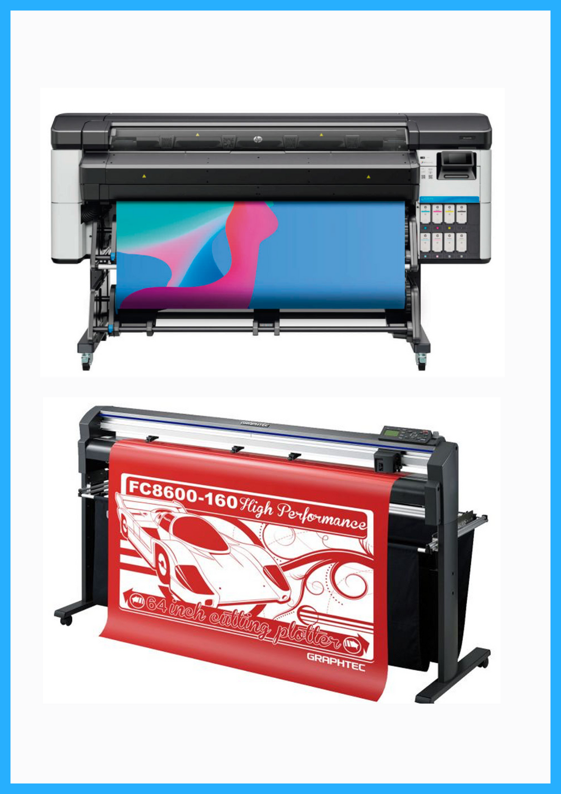 PAQUETE - Impresora HP Latex 630 de 64&quot; - Nueva + Plotter de corte de vinilo Graphtec FC8600-160 de 64&quot; - Reacondicionado (1 año de garantía) 