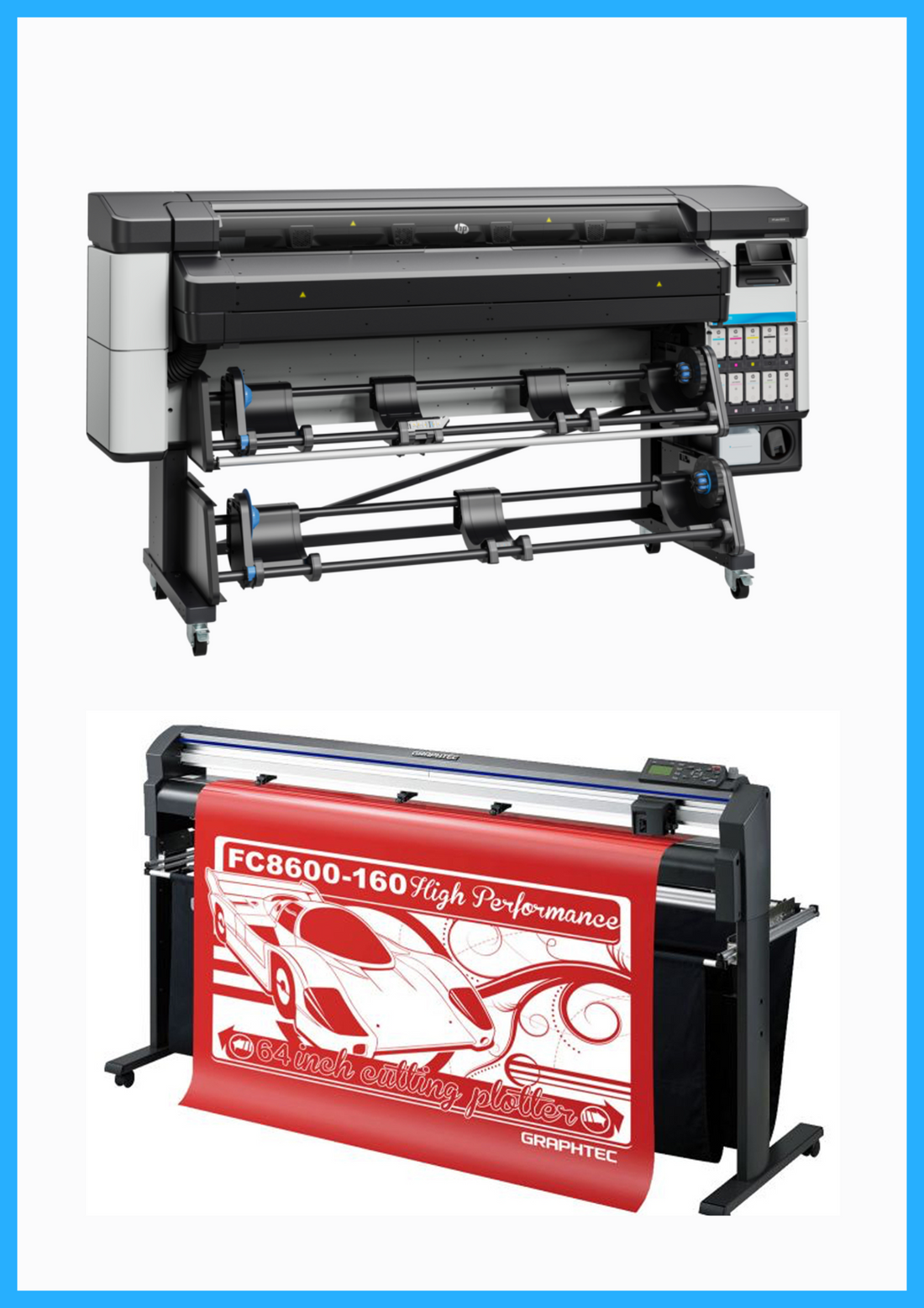 PAQUETE - Impresora HP Latex 630 W de 64&quot; - Nueva + Plotter de corte de vinilo Graphtec FC8600-160 de 64&quot; - Reacondicionado (1 año de garantía)