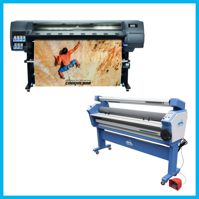 PAQUETE - Impresora HP Latex 335 de 64" de gran formato - Reacondicionada (90 días, 1, 2, 3 o 4 años de garantía) + Laminadora en frío de formato ancho totalmente automática de baja temperatura de 63"