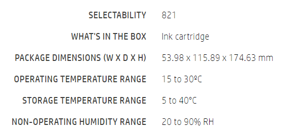 Cartucho de tinta optimizador HP 821 de 400 ml para impresoras Latex 110 y 115 - G0Y92A
