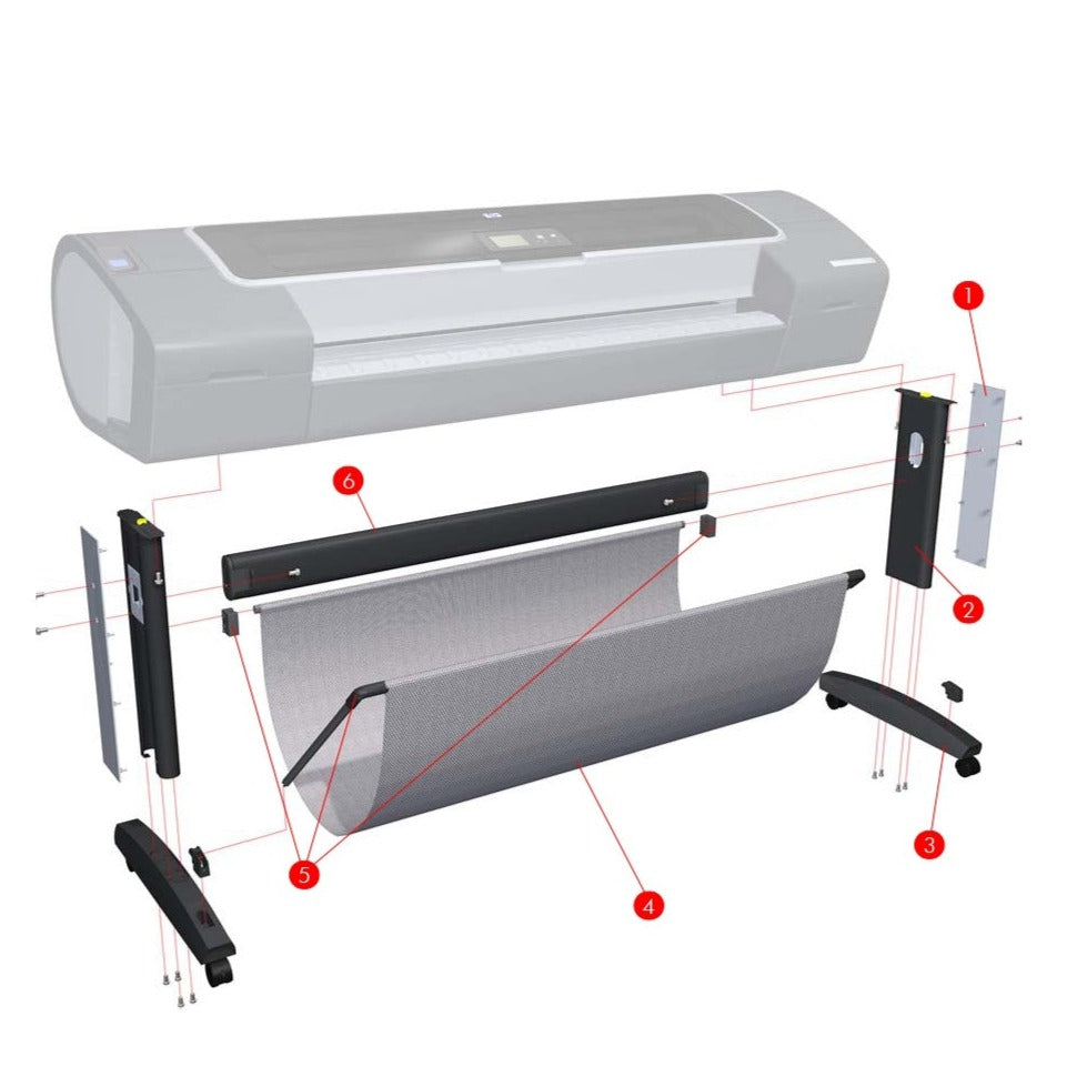 Bandeja de soportes para los plotters HP DesignJet T610, T620, T790, T1100, Z2100, Z3200 y Z3100 de 24&quot; (Q5669-60719) - Nuevo