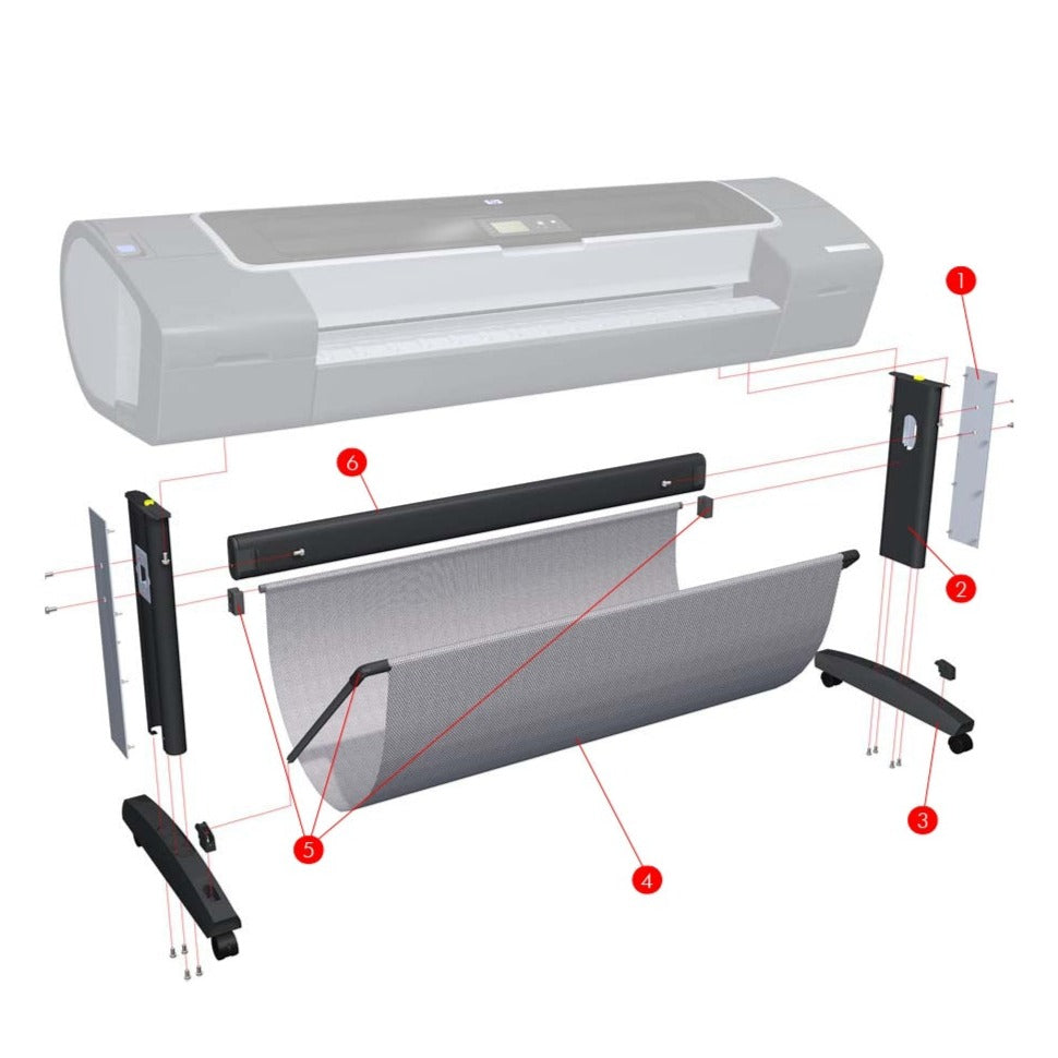 Conjunto de pie para los plotters HP Designjet T610, T770, T790, T1100, T1120, T1200, Z3100, Z2100 (Q5669-60715) - Nuevo