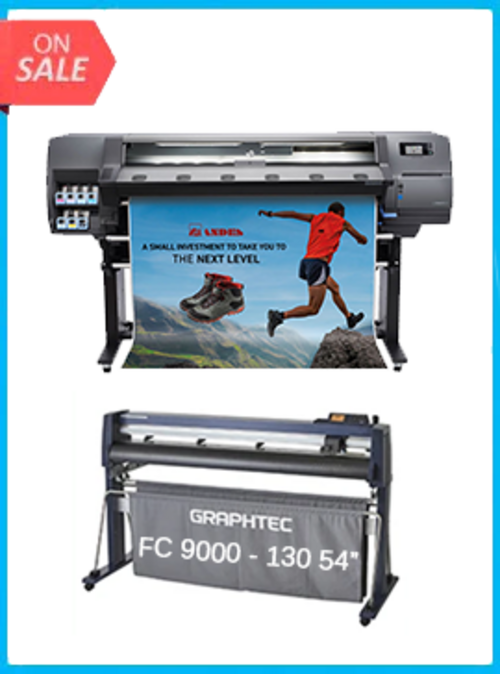 PAQUETE - Impresora HP Latex 115 de gran formato de 54" - Reacondicionada (90 días de garantía) + Cortadora Graphtec FC9000-140 de 54" (137,2 cm) de ancho 