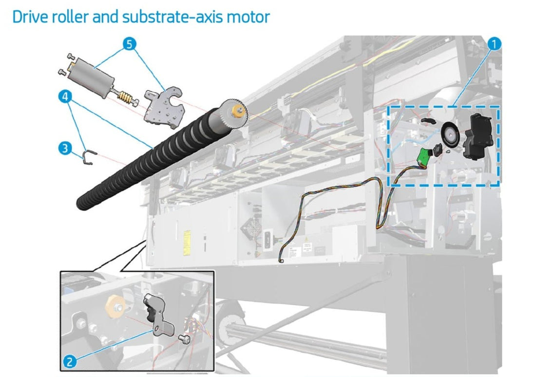 Cubierta de soporte de rodillo intermedio para HP DesignJet L25500 - L26100 y Latex 115, 310, 330, 360, 370, 260, 280, 560 (CQ869-67079) - Nuevo